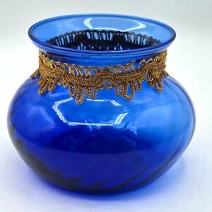 Indiana Glass Illusions Style Cobalt Blue Swirl Pattern Vase 750B VINTAGE